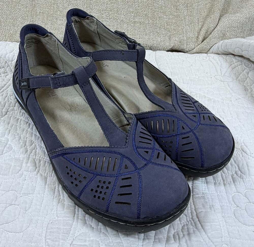 Jambu Womens Size 10 Blue Bridget Leather Mary Jane Shoes Casual Comfort Style